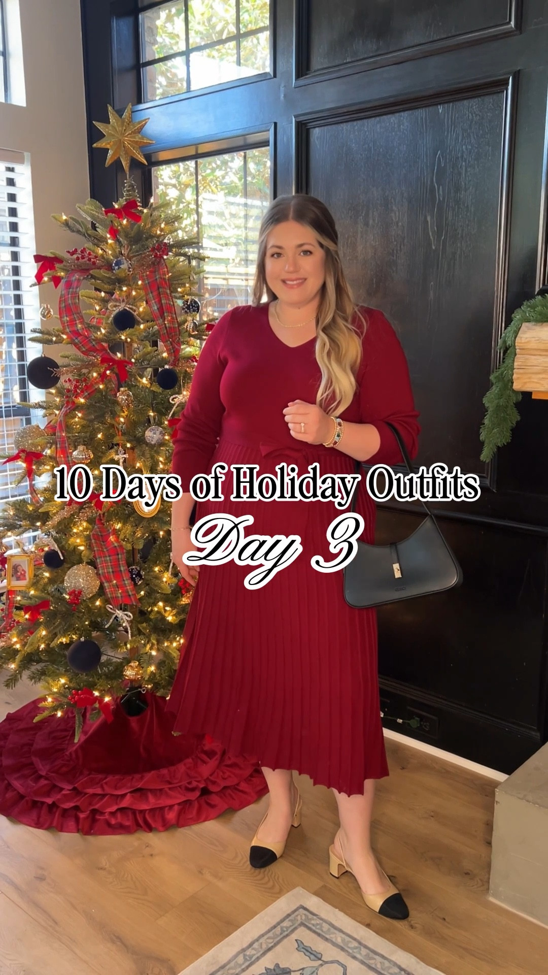 Love love love this classy burgundy dress! It’s a knit material which makes it super comfy, but not hot or itchy. Wear it for your office Christmas party, Christmas Eve, or a festive date night.

#LTKMidsize #LTKootd #LTKHoliday