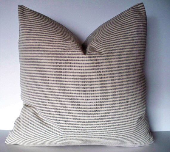Blue Ticking Pillow Cover Blue Stripe Pillow Cover Blue and White Pillow 0 | Etsy (US)