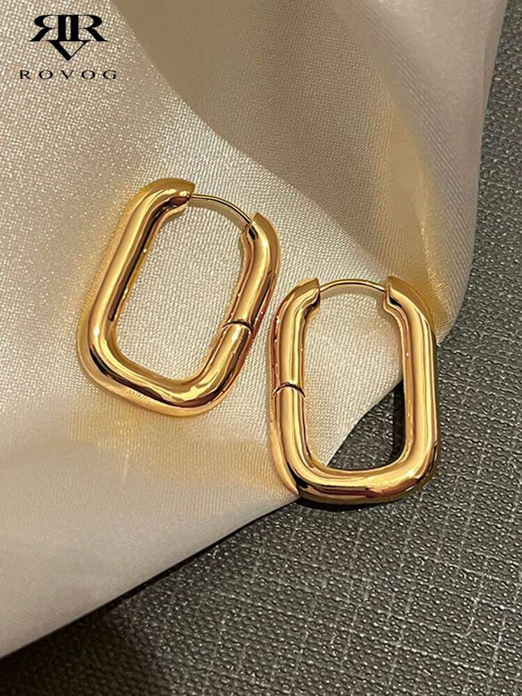 1pair Simple Geometric Design Vintage Metallic Hoop Earrings With High-End & Elegant Feeling For ... | SHEIN