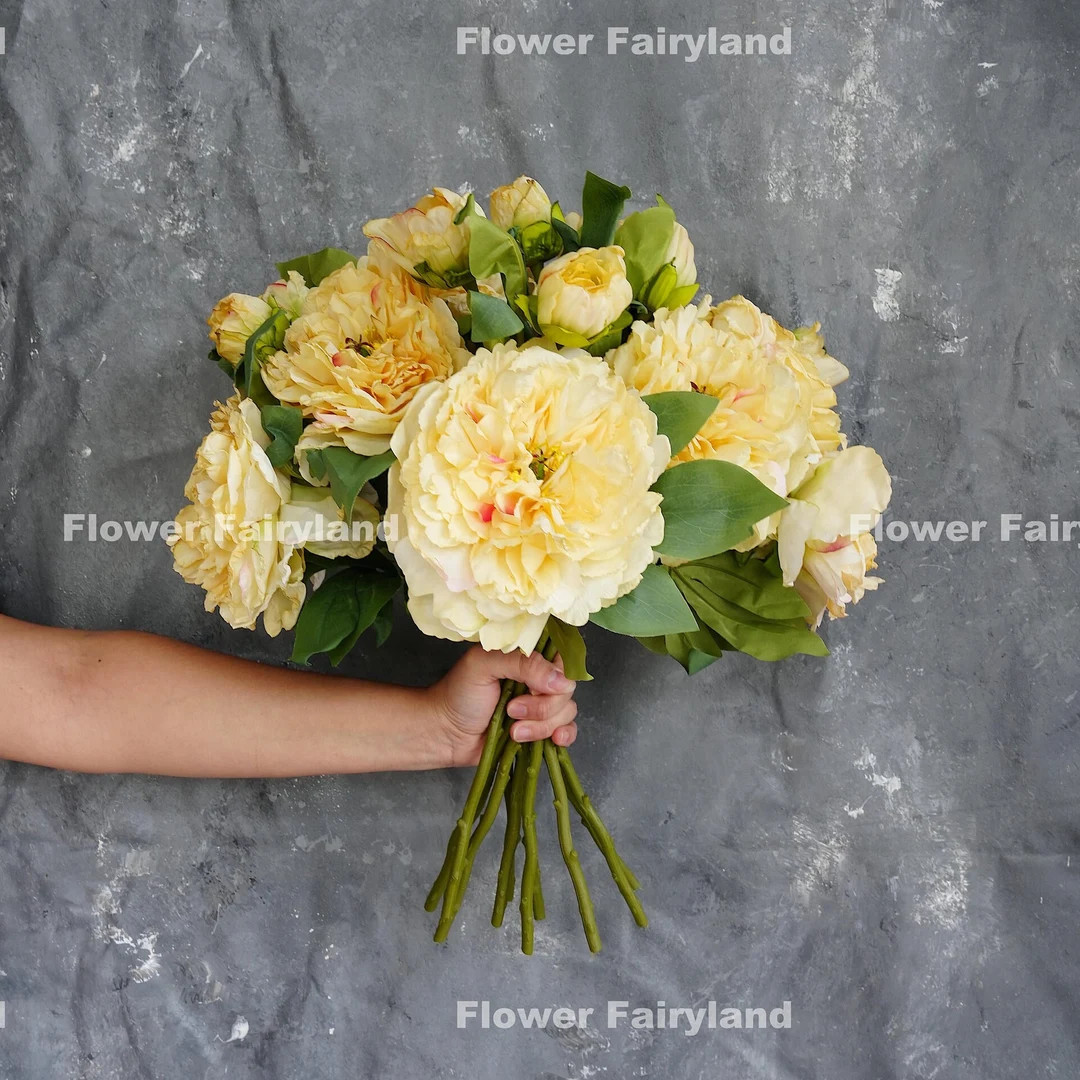 Huge Dried Look Faux Peony With Bud  Artificial Flower  - Etsy | Etsy (US)