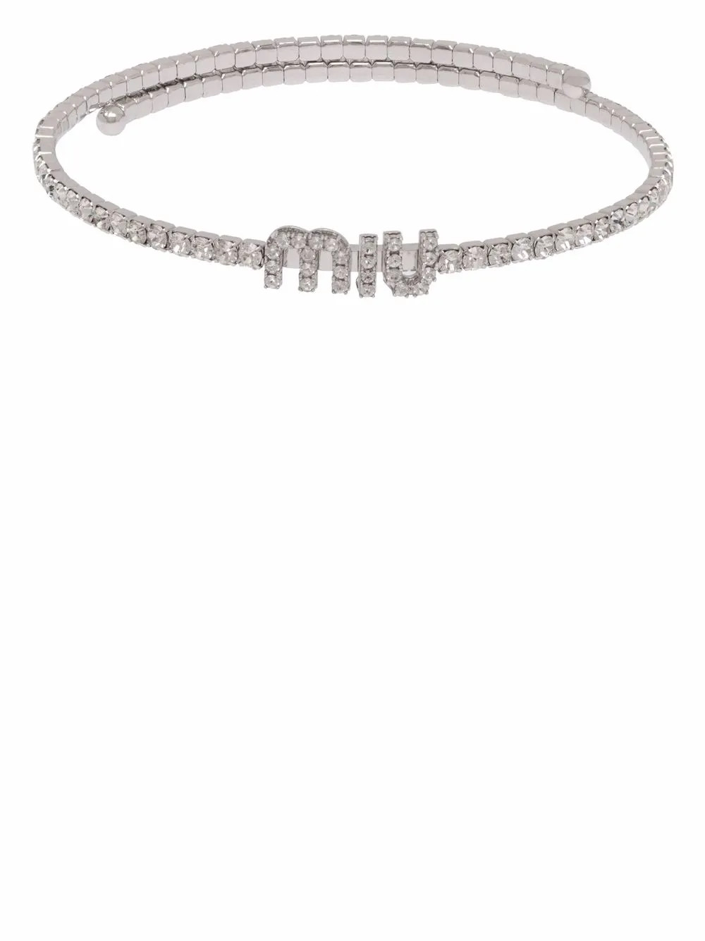 Miu Miu crystal-embellished Logo Necklace | Silver | FARFETCH UK | Farfetch (CN)