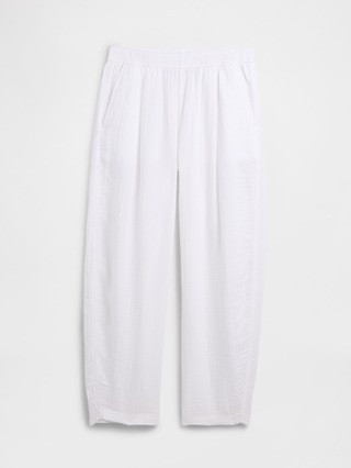 Mid Rise Pull-On Barrel Gauze Pants | Gap Factory