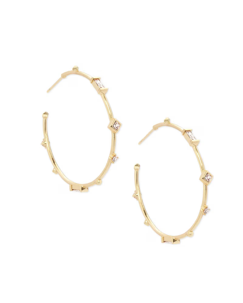 Rhoan Gold Hoop Earrings in White Crystal | Kendra Scott