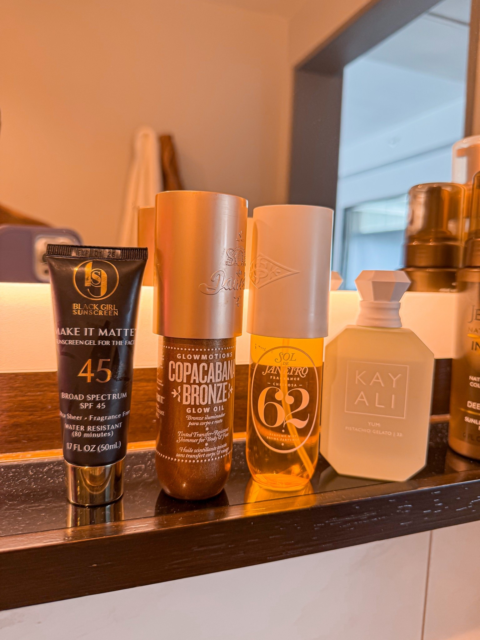 Pistachio perfume, body oil, glow oil, facial sunscreen 

#LTKSwim