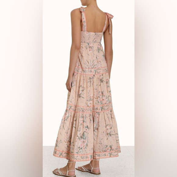 Zimmermann size 0P tie shoulder floral back zip maxi dress | Poshmark