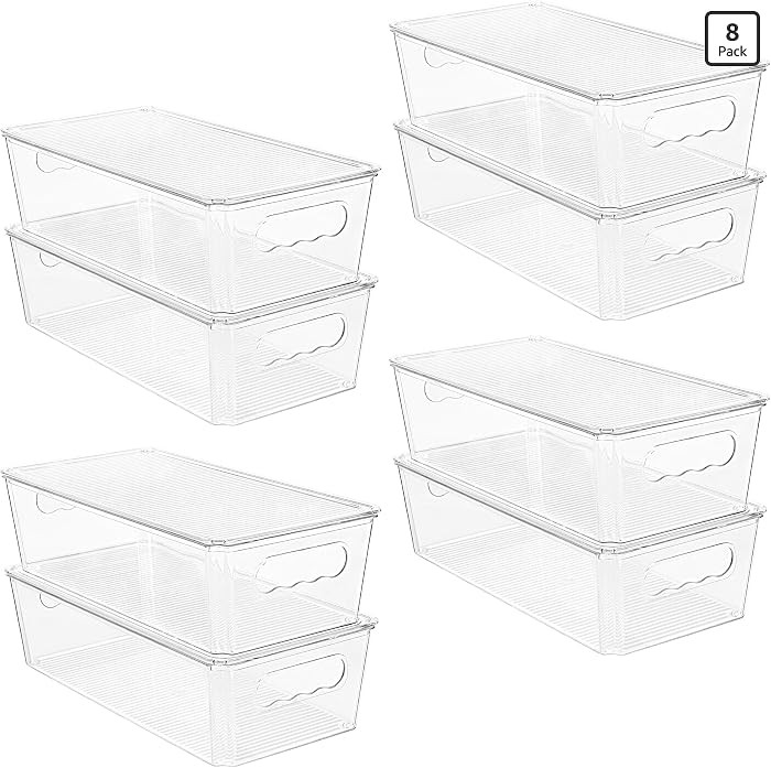 Vtopmart 8pcs Clear Stackable Storage Bins with Lids | Amazon (US)