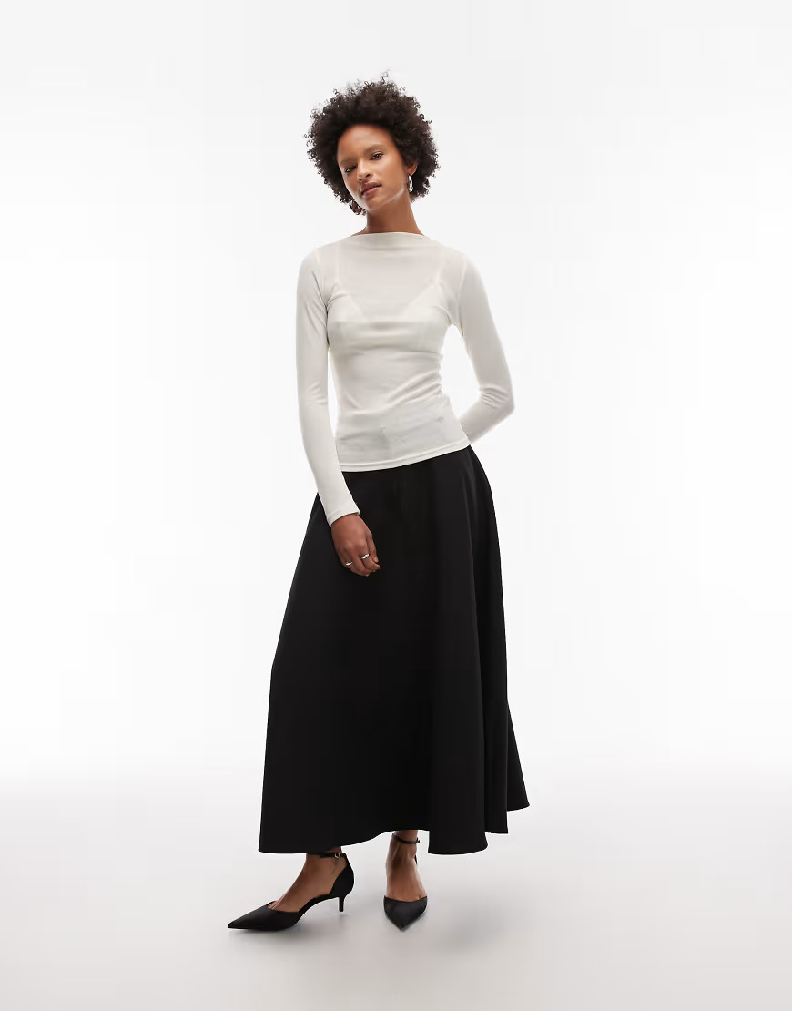 ASOS DESIGN tailored circle maxi skirt in black | ASOS (Global)