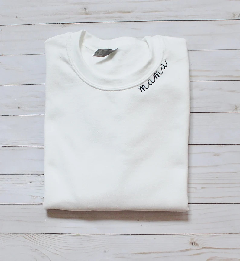Mama Embroidered Collar Crewneck Sweatshirt Featured in CNN | Etsy | Etsy (US)