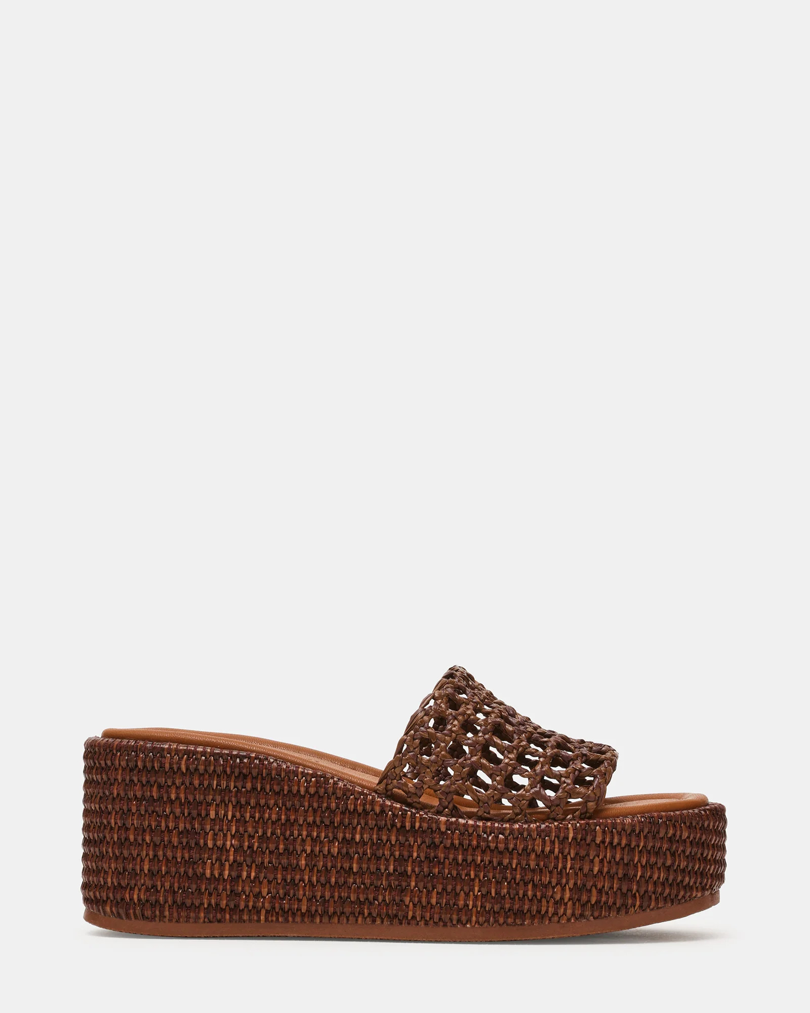 BRANDY Brown Raffia Woven Mule Platform Slide Women's Sandal | Steve Madden (US)