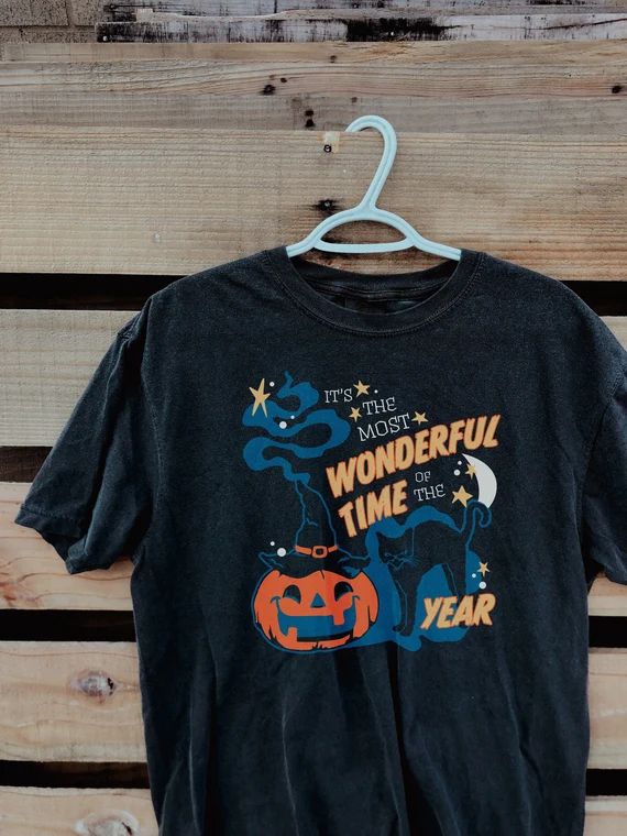 It's the Most Wonderful Time of the Year Vintage Halloween Shirt, Black Cat, Pumpkin Shirt, Retro... | Etsy (US)