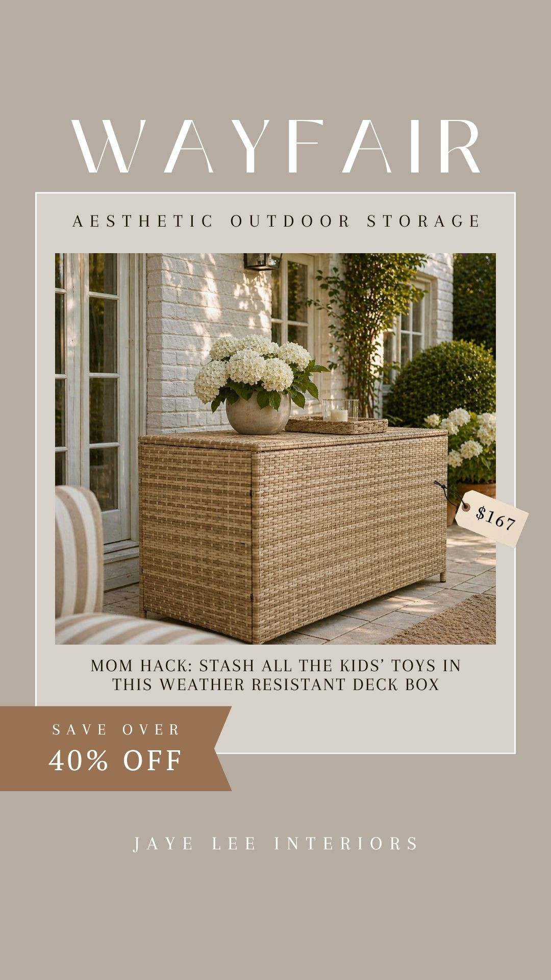The most aesthetic way to corral all that backyard clutter, (like gardening supplies, BBQ or furniture covers, kid's toys, dog toys, extra cushions, pool supplies, etc.) = A gorgeous deck box that enhances your backyard design! 
This one looks fab and there are so many others to choose from on Wayfair! Don't miss the Way Day Sale! #patiostorage #poolstorage #backyardrefresh #storageandorganization #pooltoys #outdoorstorage #outdoorfurniture #jleeinteriors 

 #LTKmomlife #LTKHome #LTKSaleAlert
