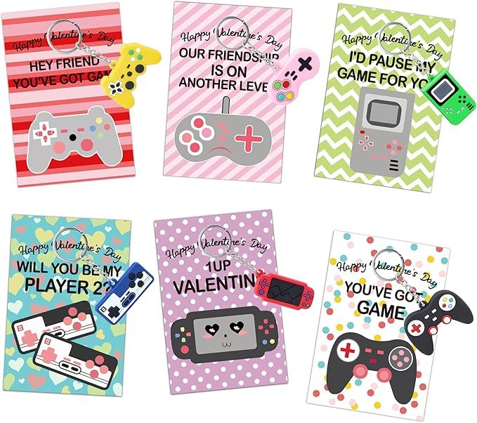 30 Pack Keychain Kids Valentines Day Cards, Valentines Day Gifts for Kids Classroom Prizes School... | Amazon (US)