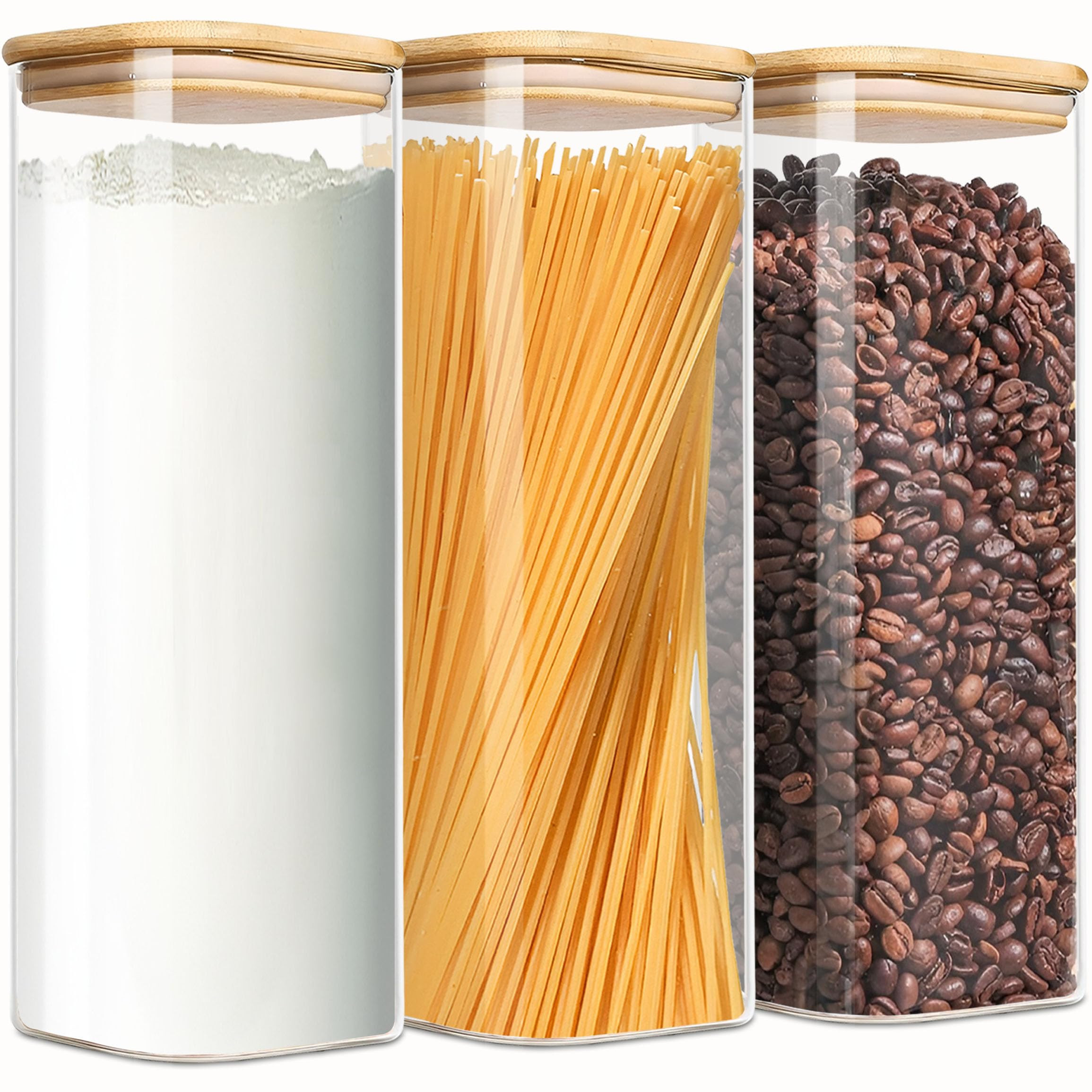 2.2 Qt Square Glass Storage Containers with Lids, Clear Food Storage Container Jar with Sealing B... | Amazon (US)