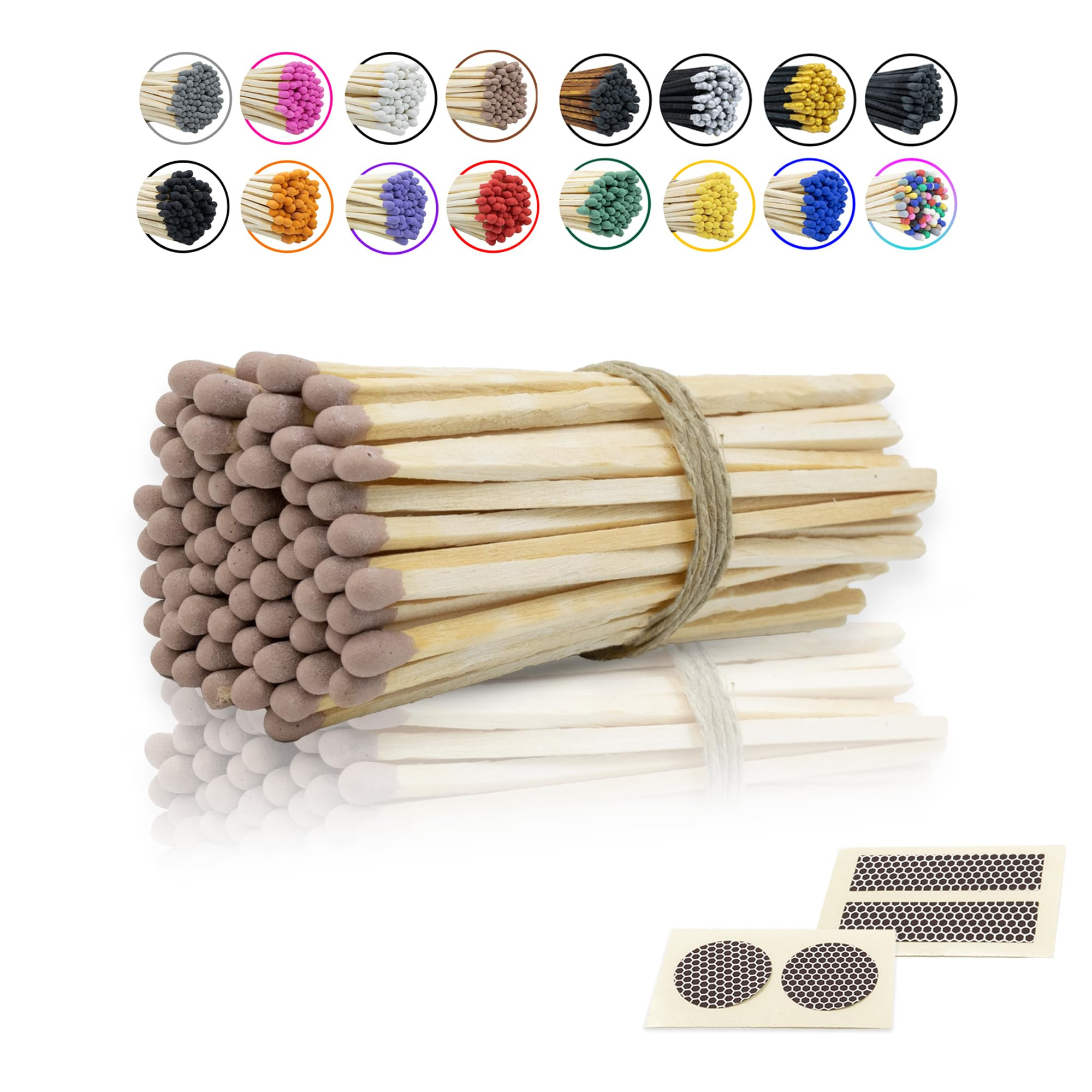 4" Inch Long Wooden Refill Matchsticks with Strike Stickers - Safety Matches Wholesale Bulk Loose by Chandler Studio (50 Pieces, Brown) | Amazon (US)