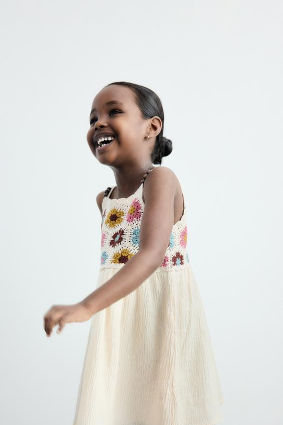 CROCHET KNIT AND BEADED DRESS | Zara US