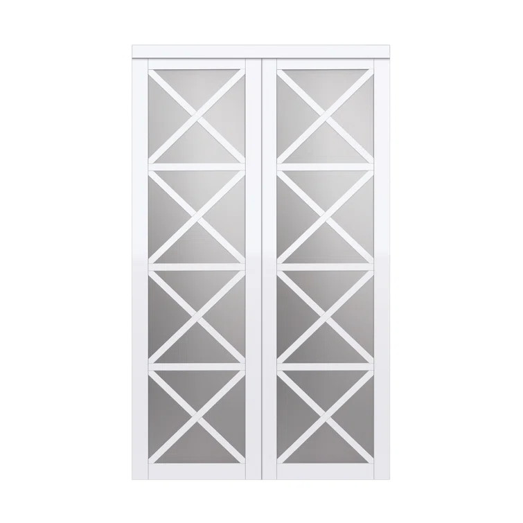 Lace Multi-X Design Mirrored Sliding Closet Door with Installation Hardware Kit | Wayfair North America