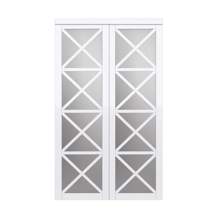 Lace Multi-X Design Mirrored Sliding Closet Door with Installation Hardware Kit | Wayfair North America