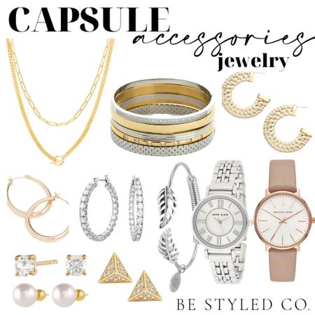 Ever wanted a capsule jewelry collection? We’ve rounded up the basic must have jewelry pieces for a perfect jewelry collection to go with the most casual outfits all the way to jewelry for dressing up. A classic watch is a must, plus these studs and stackable bracelets will elevate your outfit. #jewelry #ltkjewelry #uncommonjames #artizanjoyeria #kinsleyarmelle #capsulecollection #watches 

#LTKstyletip #LTKGiftGuide #LTKFind