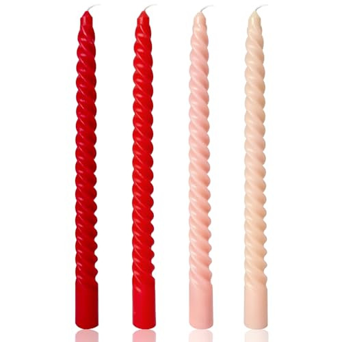 10 Inch Cream Spiral Taper Candles for Home Decoration, 4 Pack Red-Gradient Candlesticks for Dinner Party Wedding Holiday | Amazon (US)