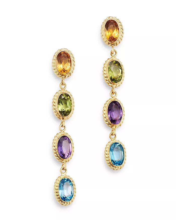 Multi-Gemstone Oval Bezel Set Drop Earrings in 14K Yellow Gold - 100% Exclusive | Bloomingdale's (US)