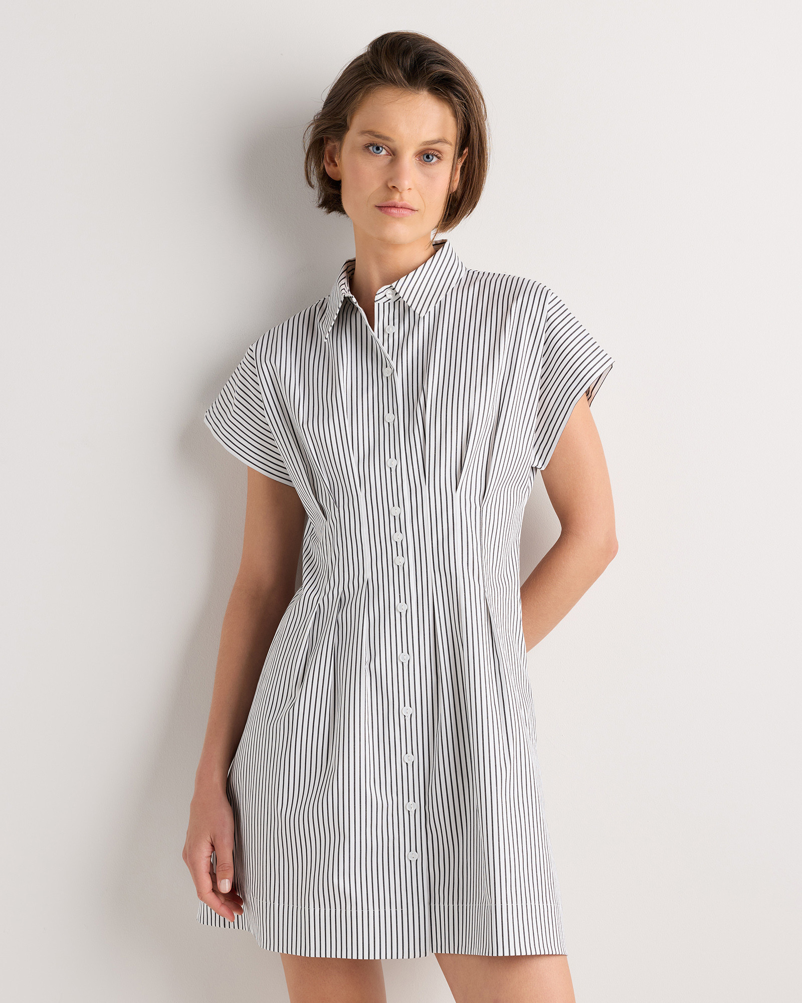 Stretch Twill Pleated Mini Shirt Dress | Quince