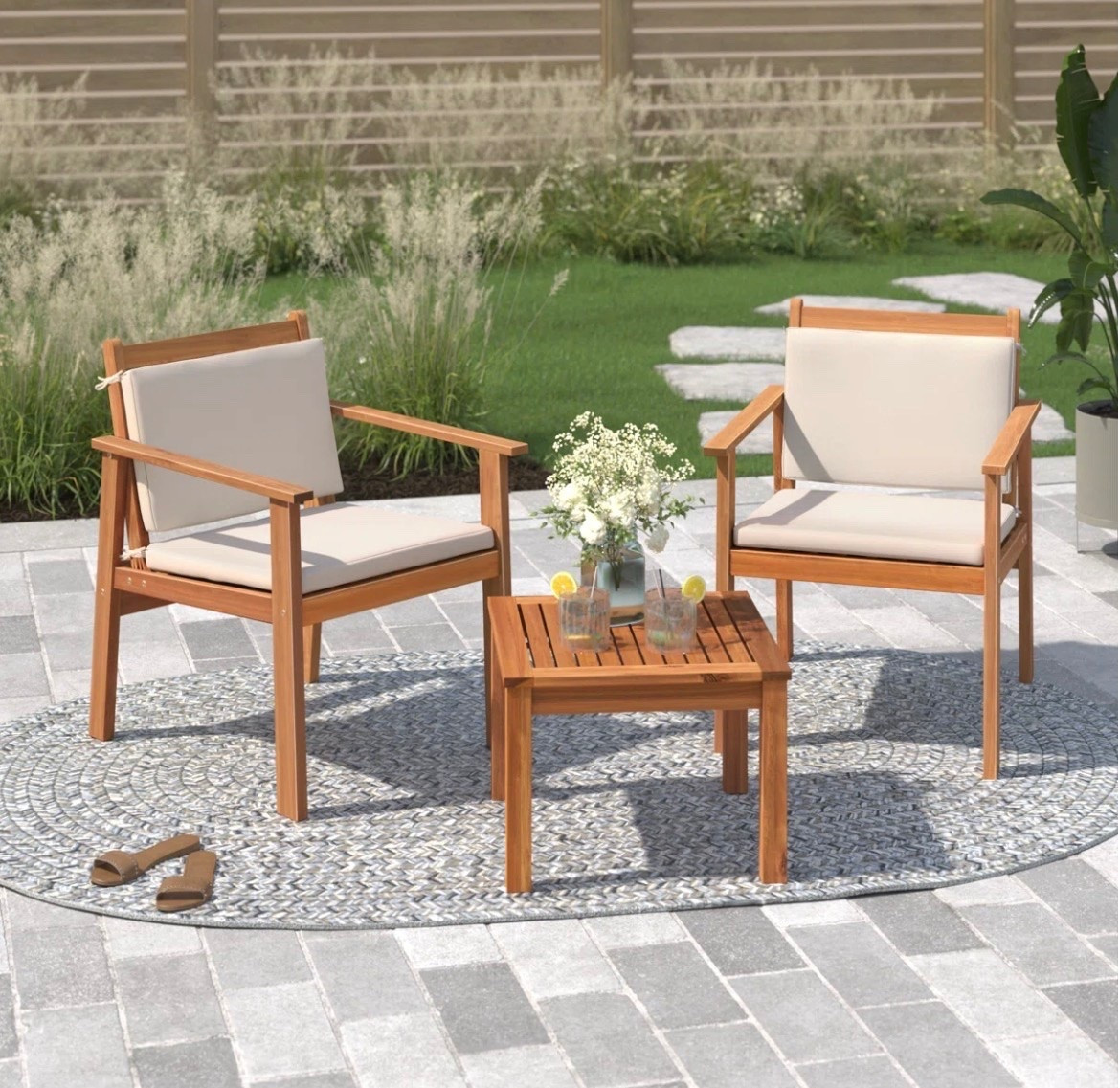 Koval 3-Piece 2-Person Solid Acacia Wood Outdoor Seating Group. Wayfair 4th of July Sale

#LTKHome #LTKSaleAlert