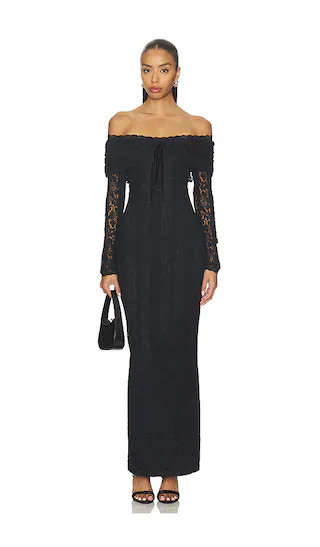 Annabelle Off Shoulder Maxi in Black | Revolve Clothing (Global)