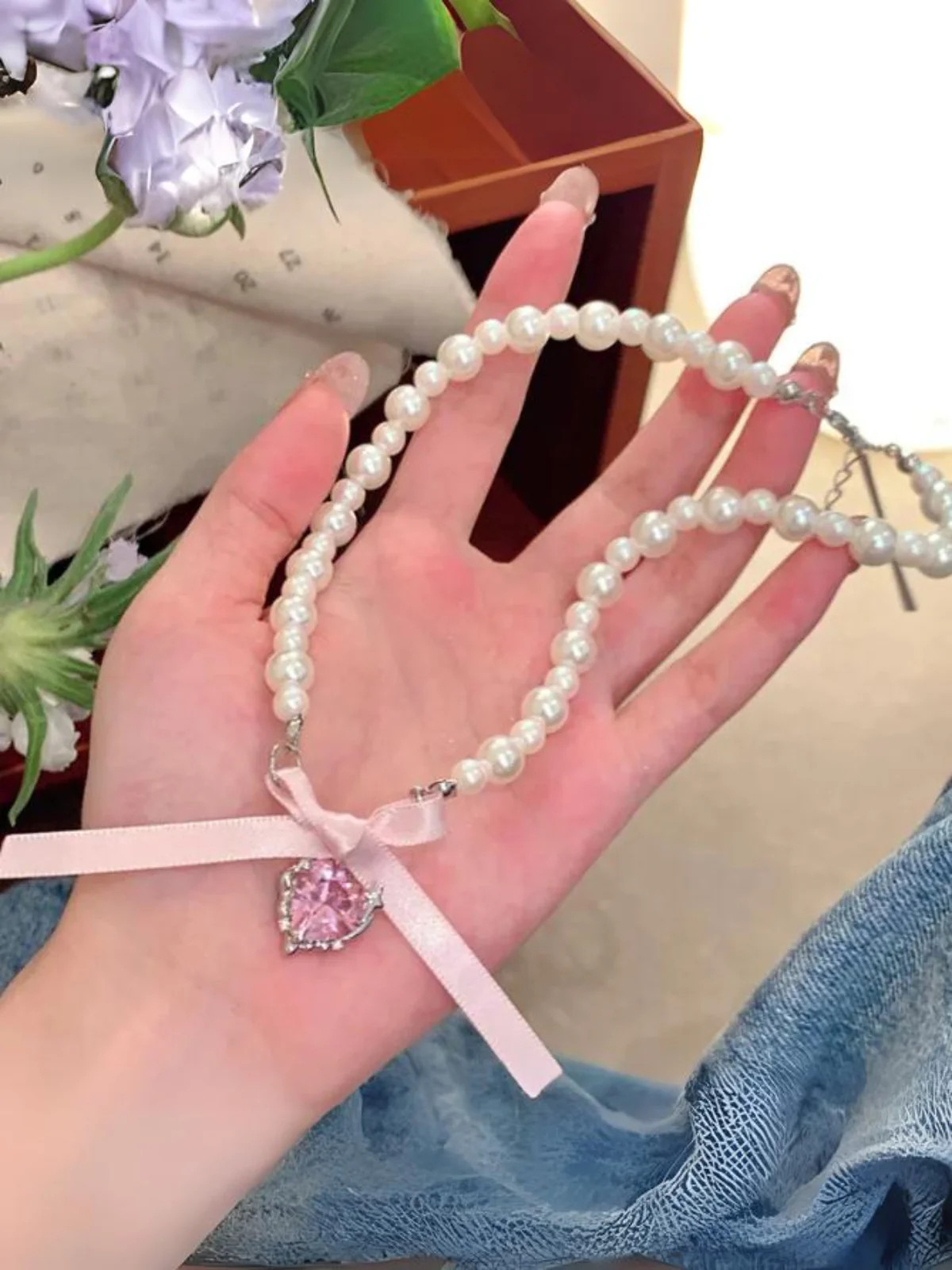 My Prettiest Treasure Heart Charm Pearl Necklace | Mia Belle Girls