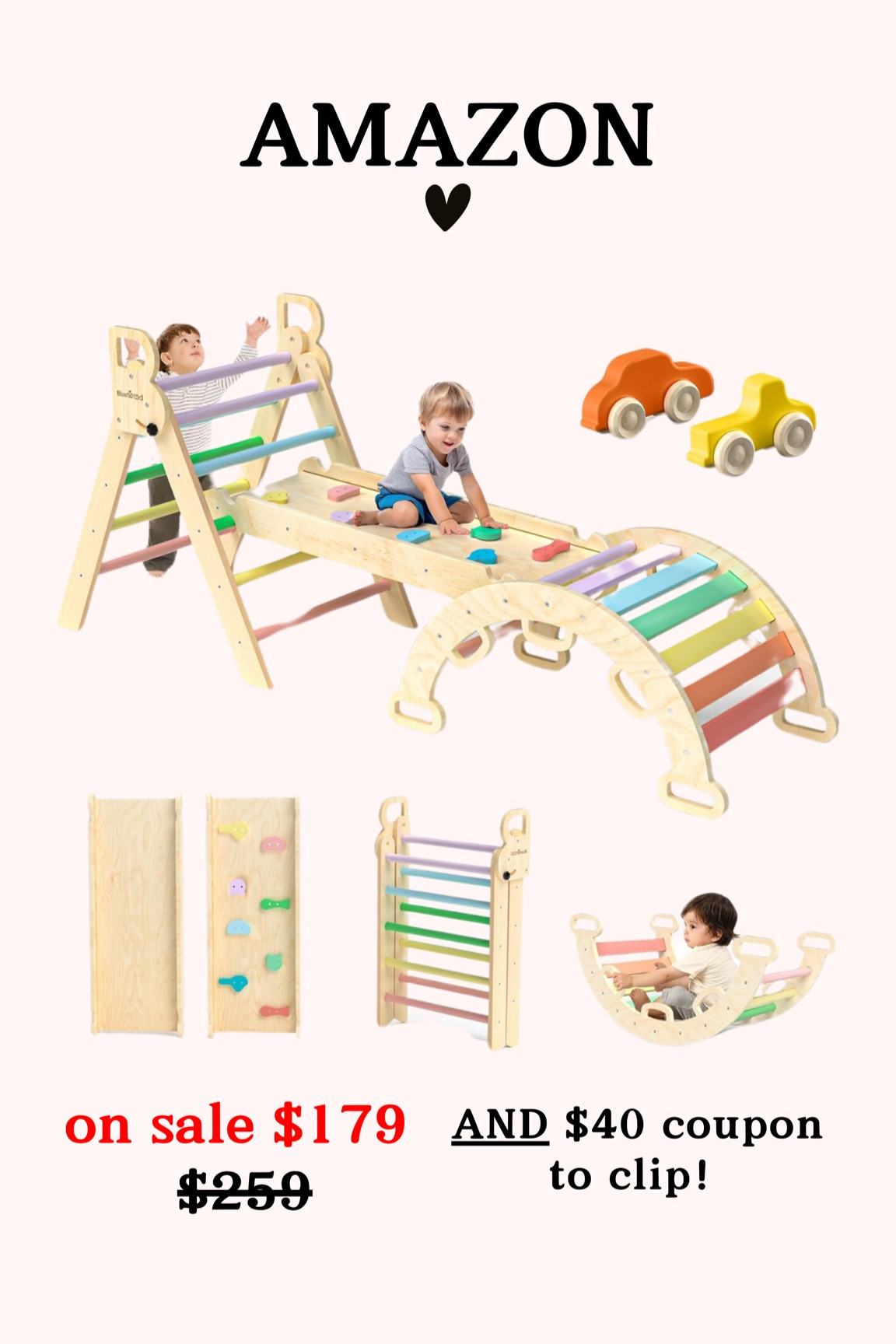 our favorite pickler climbing set is on sale AND has an additional $40 off coupon to clip on Amazon!!

Triangle pickler, climbing, toddler toys

#LTKKids #LTKSaleAlert #LTKU
