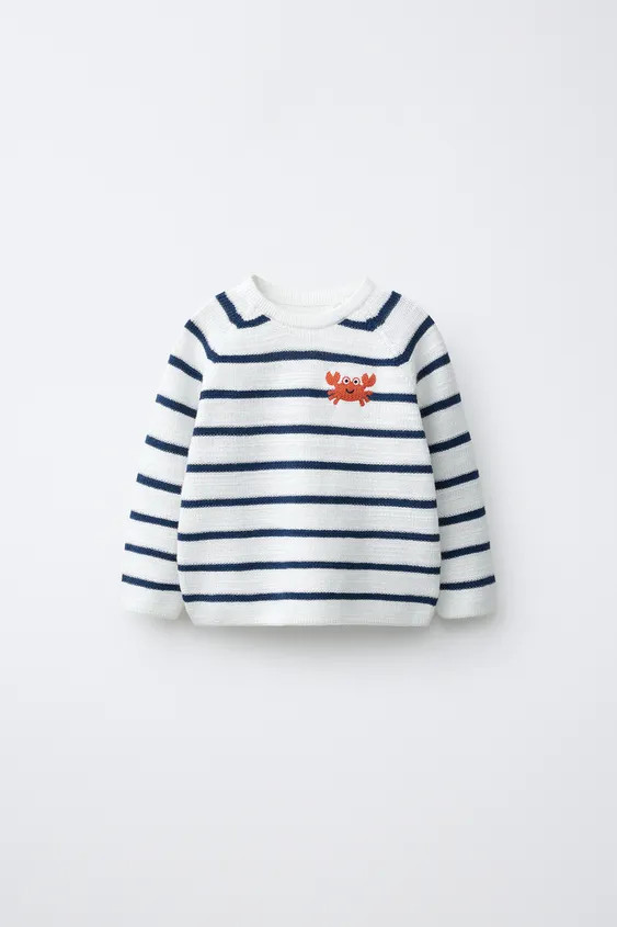 PURL KNIT STRIPED CRAB EMBROIDERED JUMPER | Zara US