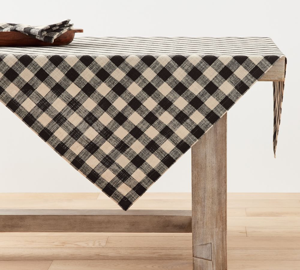 Dalton Check Yarn Dyed Cotton/Linen Table Throw | Pottery Barn (US)