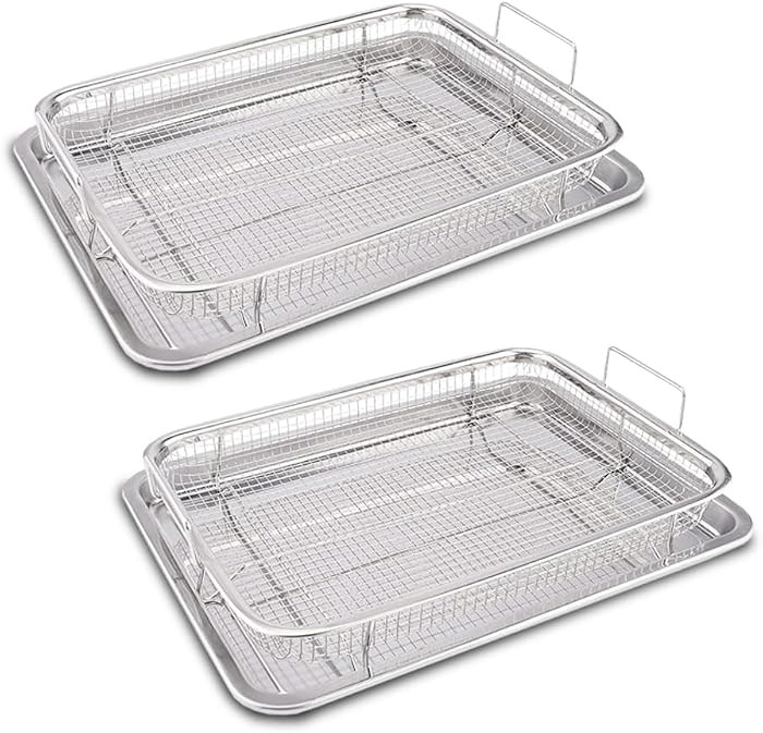Air Fryer Basket For Oven 2 Set Stainless Steel Mesh Tray | Amazon (US)