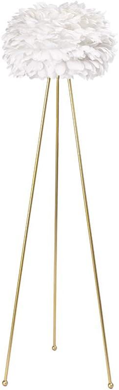 Maxax Floor Lamp – Feather Floor lamp with White Feather Shade, Tripod Standing Light with Gold... | Amazon (US)
