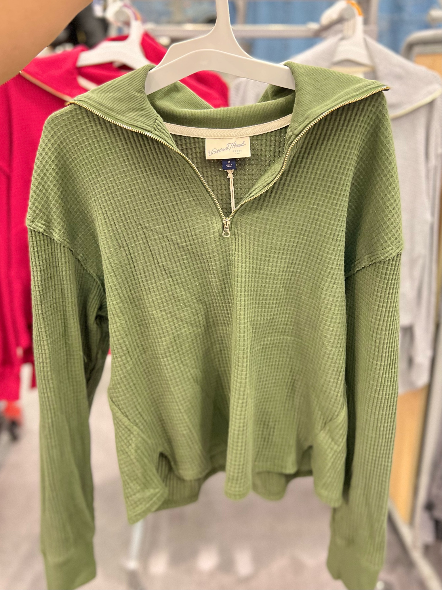 Waffle knit quarter discount zip