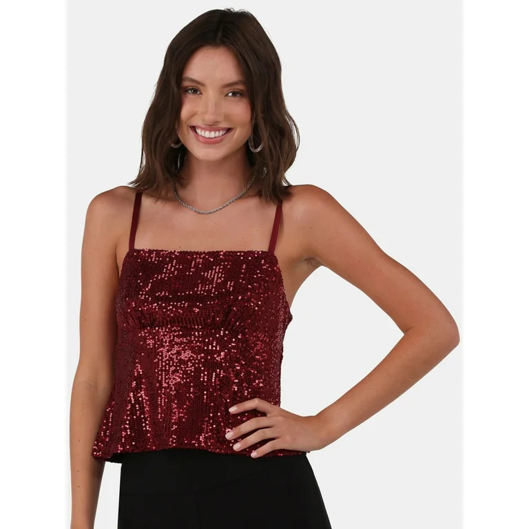 No Boundaries Sequin Cami Top, Women's and Women’s Plus - Walmart.com | Walmart (US)