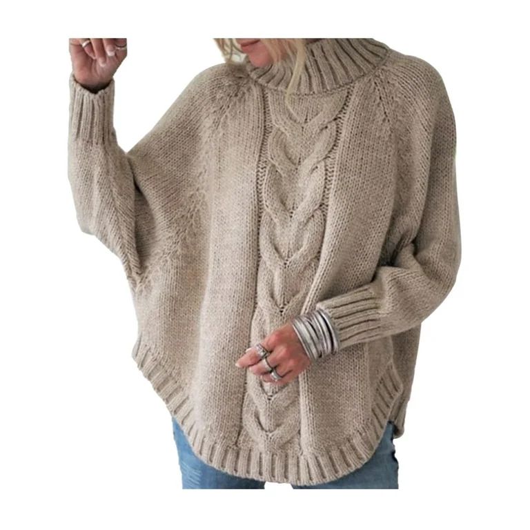 Frontwalk Sweater for Women Long Sleeve Turtleneck Knitted Sweaters Autumn Winter Casual Loose Ca... | Walmart (US)