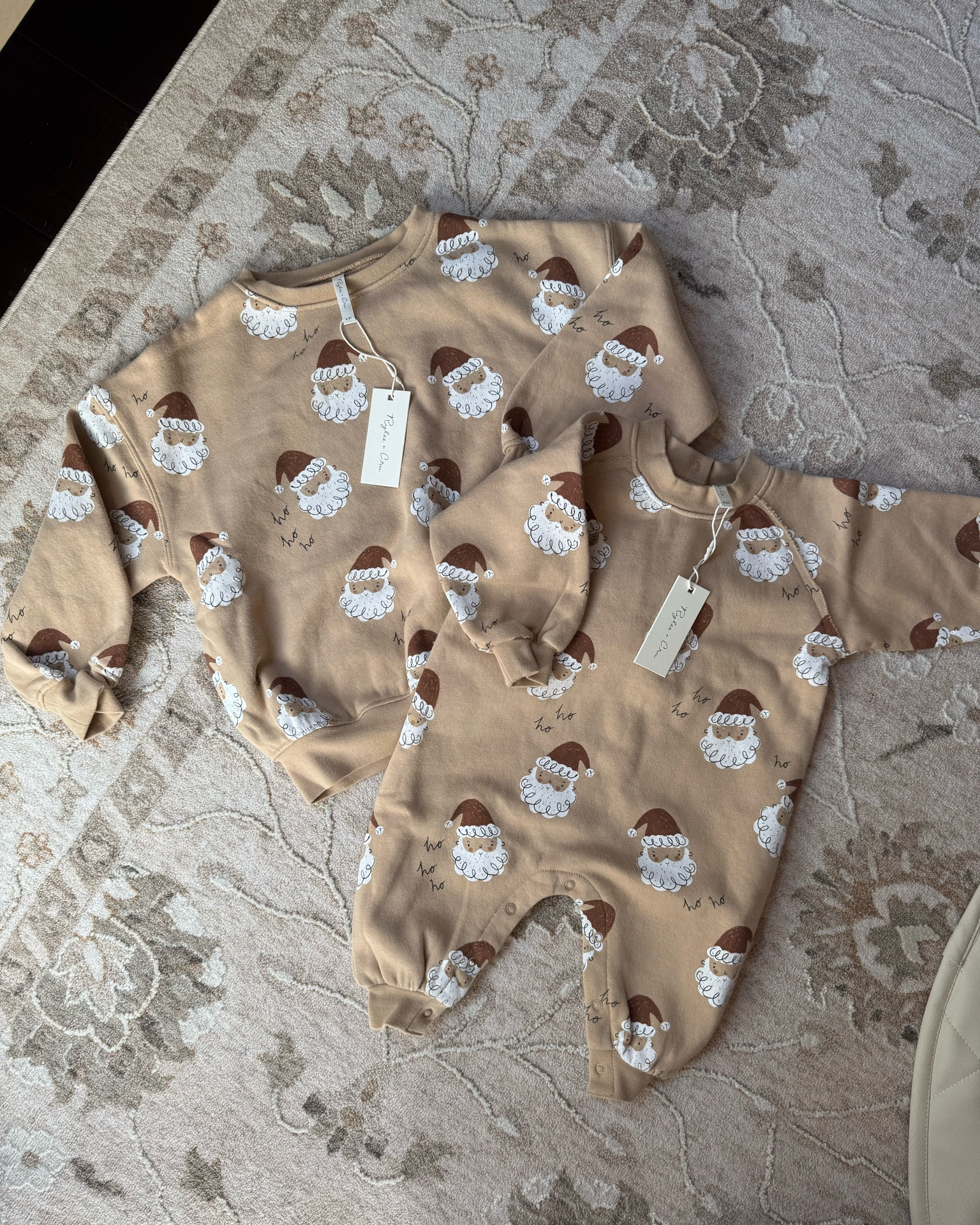 The sweetest print for Christmas ❤️ for Oliver the sweatshirt in 4T and Evelyn has the little romper in size 3-6m! 😍😍 Other prints, too! Almost grabbed the gingerbread print but they have a couple PJ sets in that one. 

Rylee and Cru, matching Christmas sweats, Santa sweatshirt, Santa print, neutral Santa, neutral Christmas, sibling matching outfits 

#LTKKids #LTKHoliday #LTKBaby