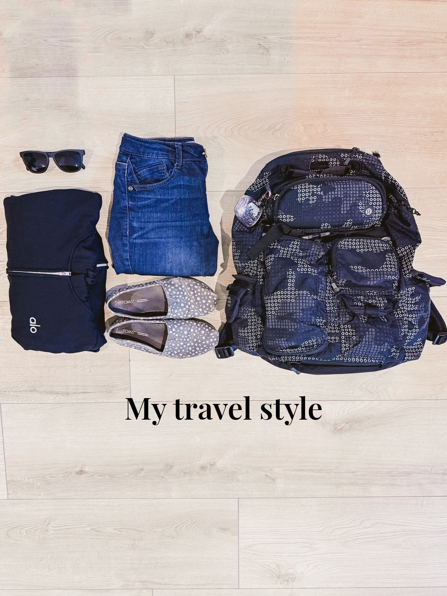 ✈️ Summer Vaycay Ready
🎒 Lululemon back pack as my carry on (it's 15 years old and still going strong)
👖 AG Jeans (comfy and dark because who knows what’s on the airline seats)
🧥 Alo zip up hoodie (can’t control the cabin temp)
👟 Tom’s (slip-ons and comfy in case they need to scan them or I need to run for that connection)
🕶️ Goodrs (polarized, inexpensive, and cute)
#LTKTtavel

#LTKOver40 #LTKTravel #LTKdayinmylife
