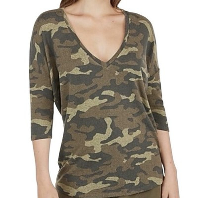 Express Women's L Olive Camo V-Neck 3/4 Drop Sleeve Tunic Top Casual | eBay US