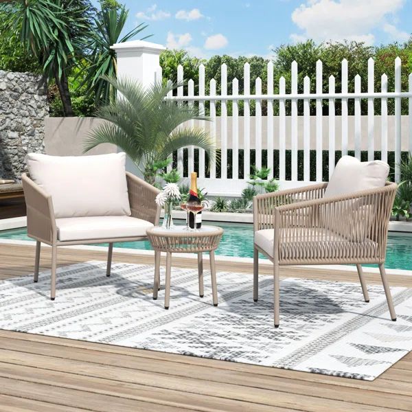 Hunayn Round 2 - Person Outdoor Dining Set with Cushions | Wayfair North America