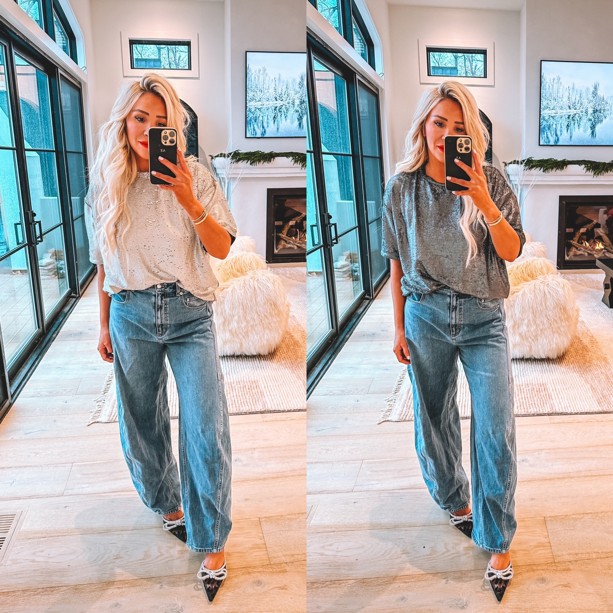 The CUTEST casual sparkle tee! 😍✨ wearing a small.. runs oversized. 