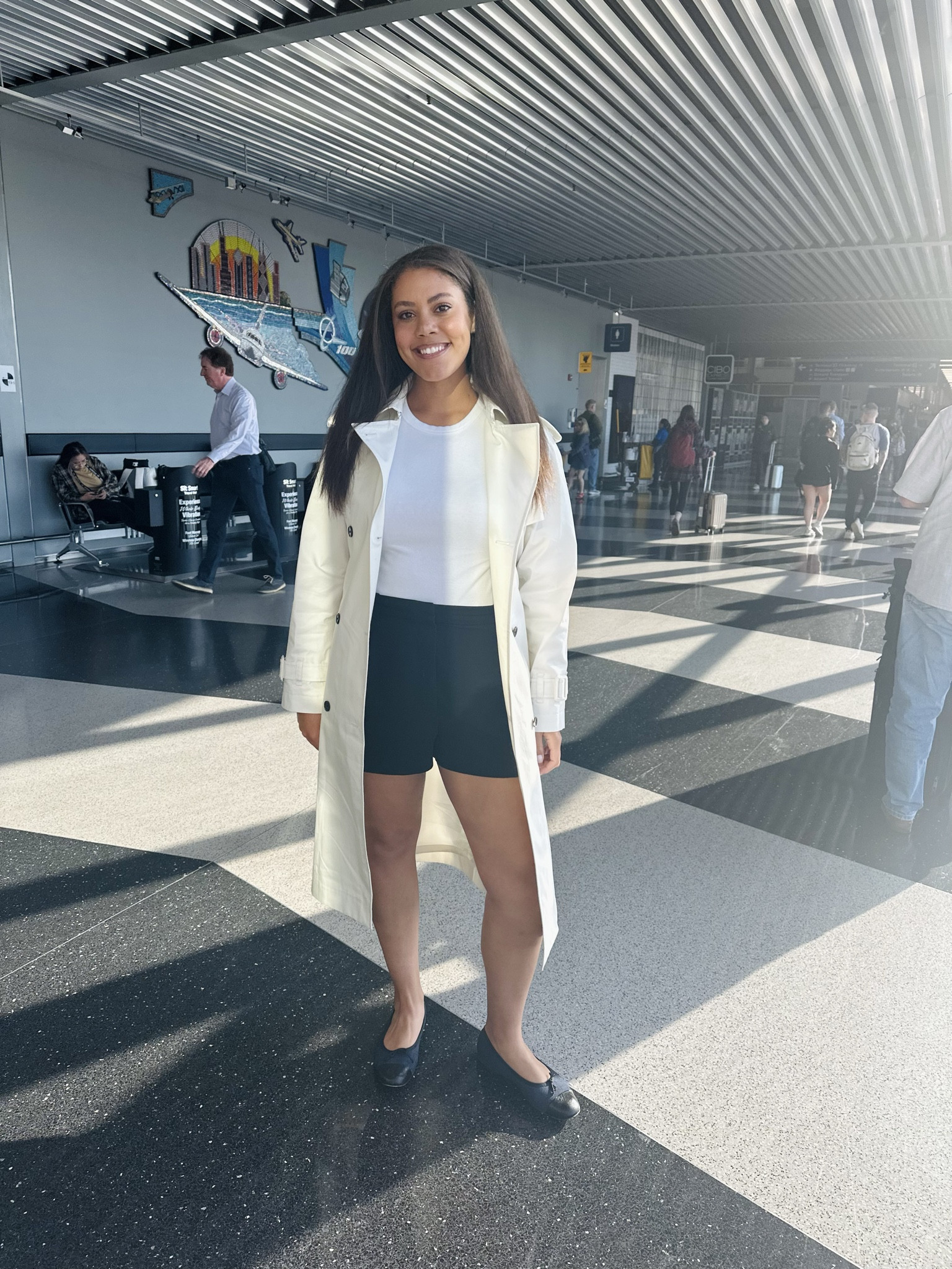 Classy airport outfit to NYC. Styling a trench coat is my favorite #nycstyle #balletflats #trenchcoat #aritzia #jcrew #airportoutfit #styleoutfit #springoutfits 

#LTKGiftGuide #LTKtravel