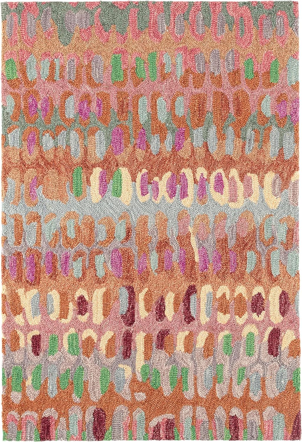 Dash and Albert Paint Chip Clay Hand Micro Hooked Wool Rug, 8 X 10 Feet, Multi/Pink Geometric Pat... | Amazon (US)