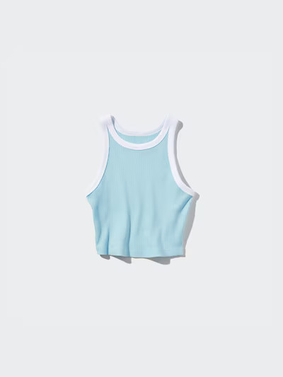 Ribbed Cropped Tank Top (Contrast Trim) | UNIQLO (US)