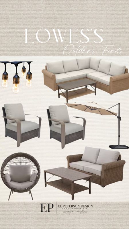 @Loweshomeimprovement #Lowespartner #AD 
Outdoor string light
 Outdoor chair
Conversational set
Egg Chair
Outdoor umbrella 
Outdoor sectional 

#LTKhome
