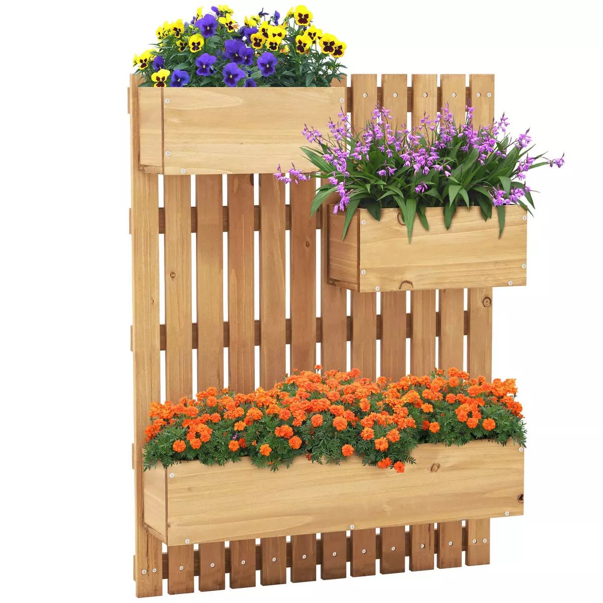 Costway Wall Mounted Garden Planter with 3 Planter Boxes Drainage Holes Non-woven Liners | Target