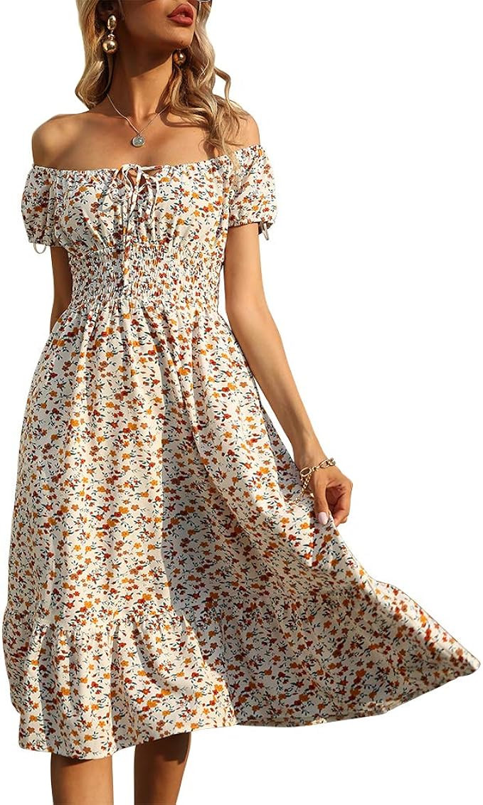 Jillumi Women's Floral Print Strappy Dress Sleeveless Backless Square Neck Summer Casual Dress of... | Amazon (US)