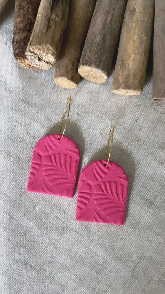 The Think Pink Collection  Cabo W/gold Hoop Clay Earrings | Etsy | Etsy (US)