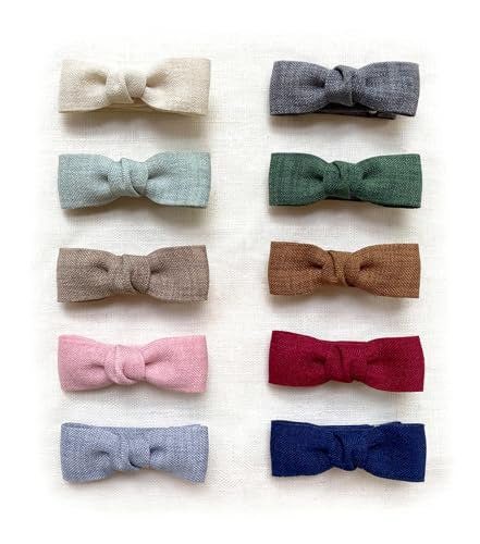 Baby Girls Tiny Hair Bow Clips, 10pcs Boutique Fully Lined Hair Pins Mini Baby Barrettes Accessories for Infants Toddlers Fine Hair by Cherssy | Amazon (US)