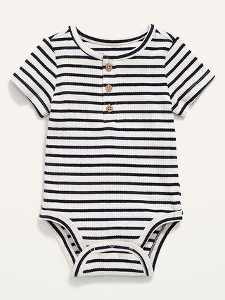 Unisex Short-Sleeve Rib-Knit Henley Bodysuit for Baby | Old Navy (US)